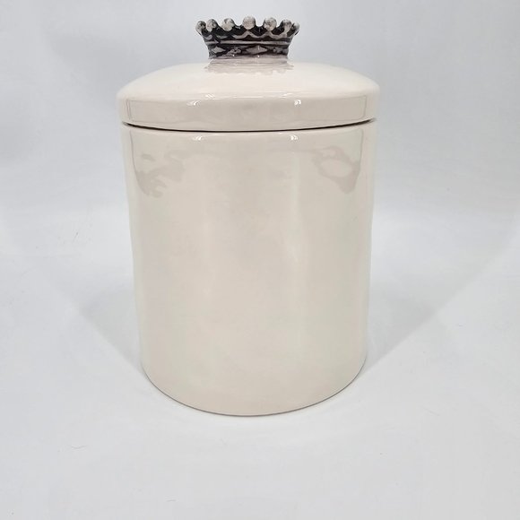 RARE Rae Dunn Ceramic Small Script Bone "GOOD DOG" Canister/Treat Jar Crown Lid - Picture 4 of 15